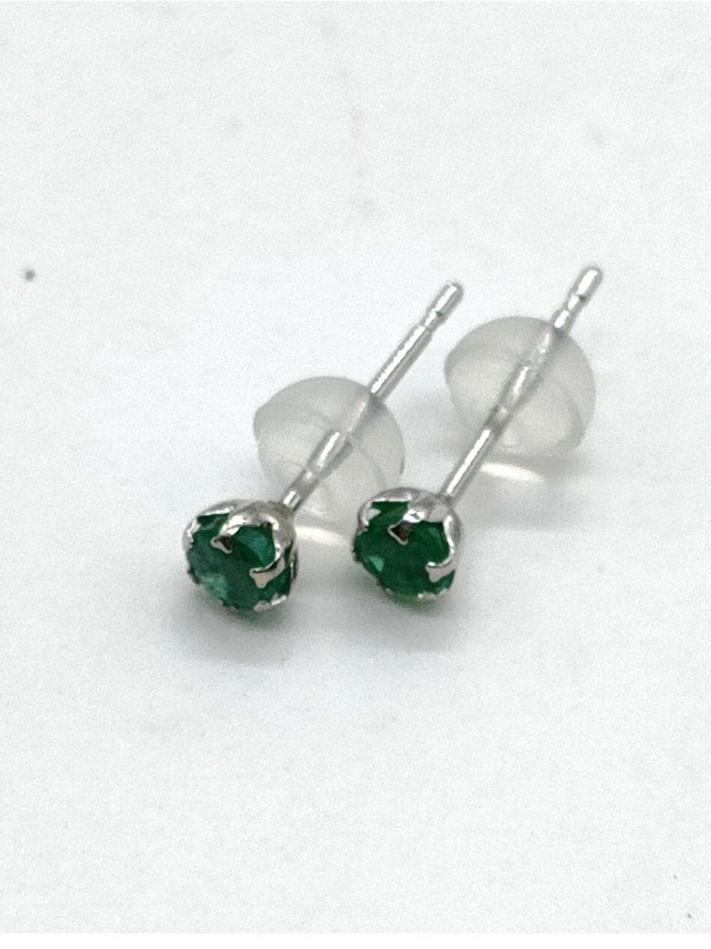 Sterling Silver Green Crystal Stud Earrings - Emerald Green